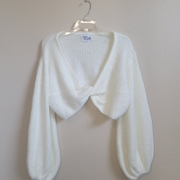 Princess Polly The Henrik Cropped Sweater Long Sleeve White Women's Sz 4 - Picture 2 of 15